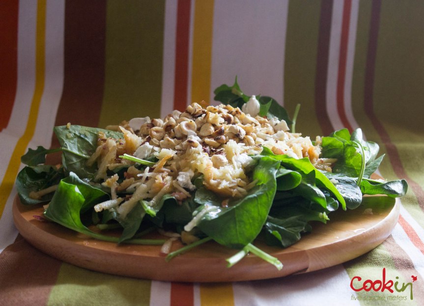 creamy mushroom farfalle and spinach salad_cookin5m2-1