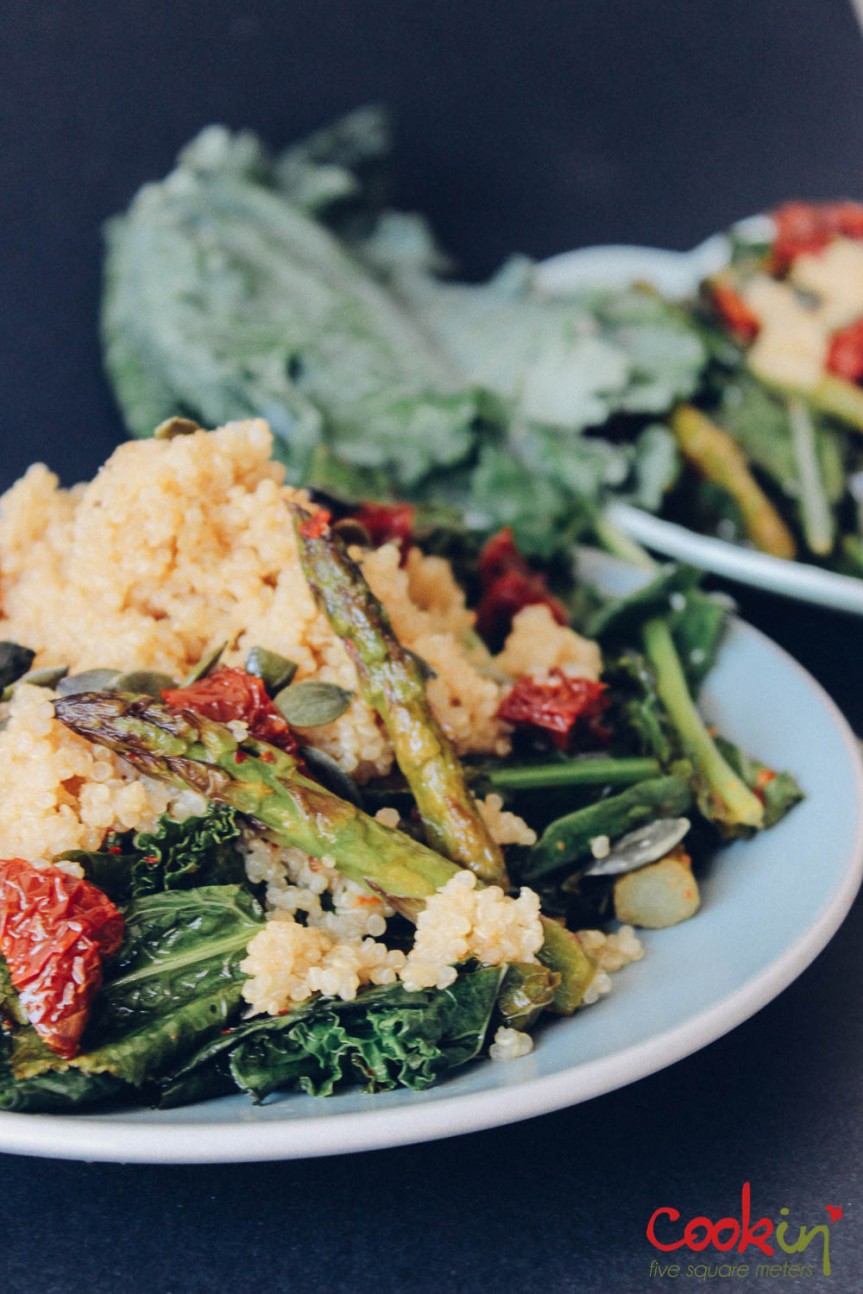 Quinoa kale asparagus salad recipe - cookin5m2-3